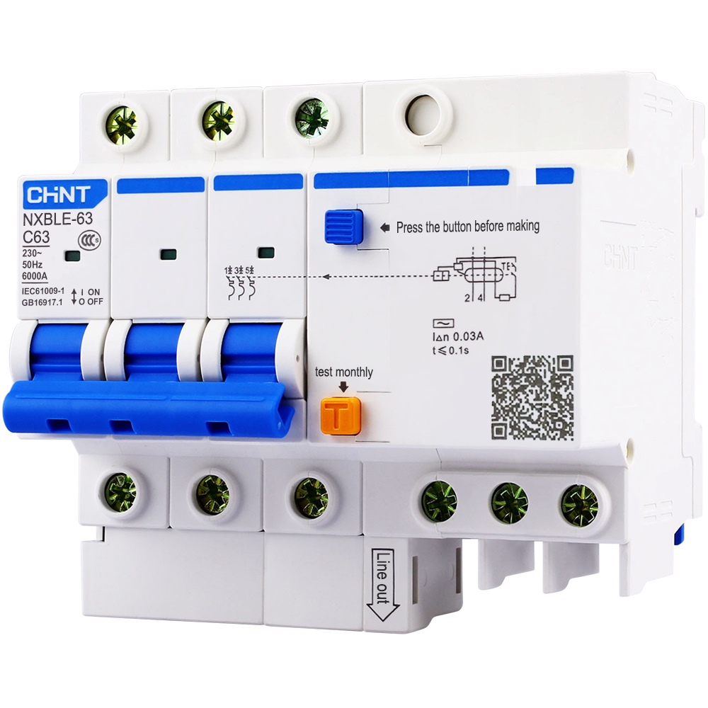 RCBO CHINT NXBLE-63 3P 30mA 6kA