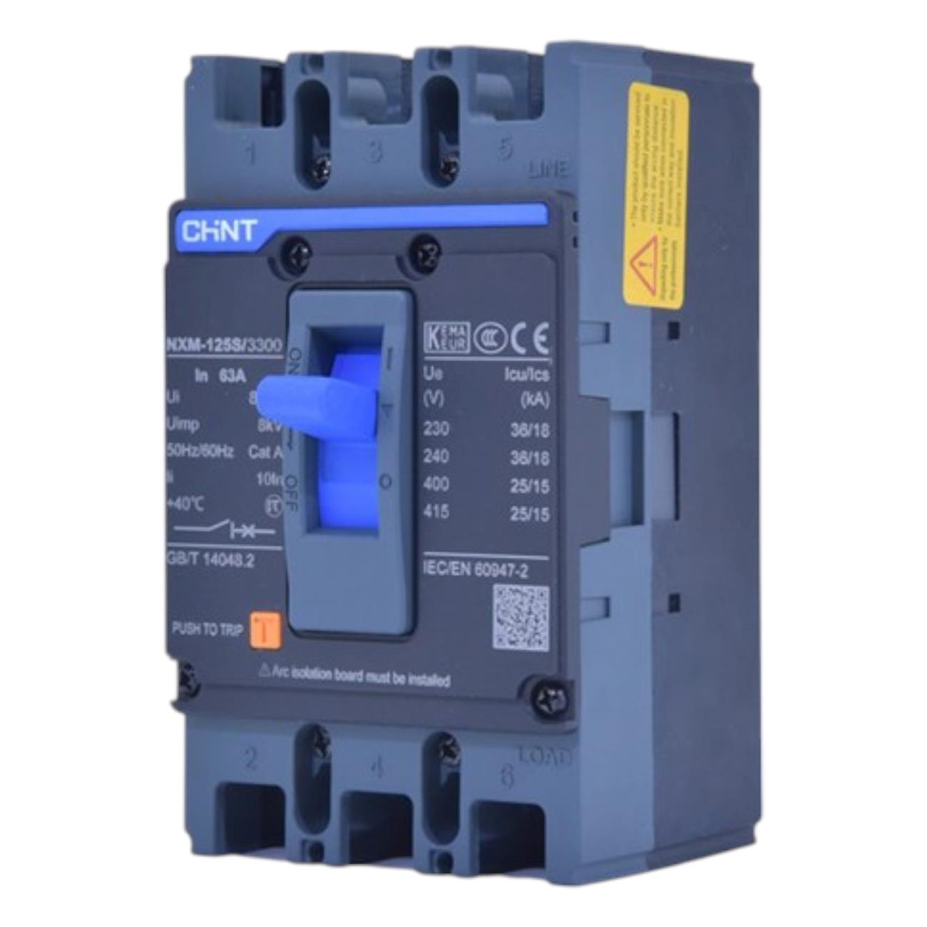 MCCB CHINT 3P NXM-160E/3300 bảo vệ quá tải và ngắn mạch.