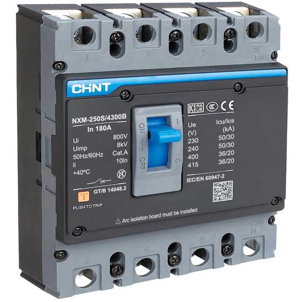 MCCB CHINT 4P NXM-250H/4300B bảo vệ quá tải và ngắn mạch