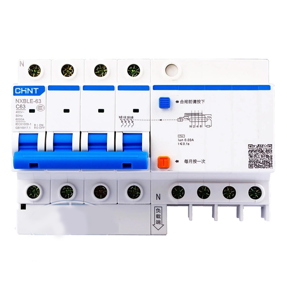 RCBO CHINT NXBLE-63 4P 30mA 6kA
