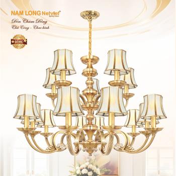 Đèn chùm đồng Netviet Ø1000*H700+500, E14*15 lamp W24Kg NC 9531/10+5