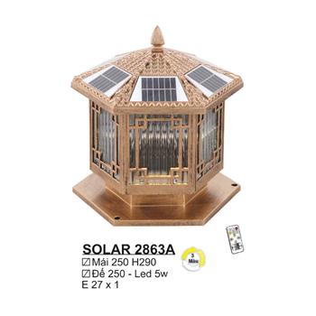 Đèn trụ cổng năng lượng mặt trời Sano SOLAR 2863A 3 màu SOLAR 2863A