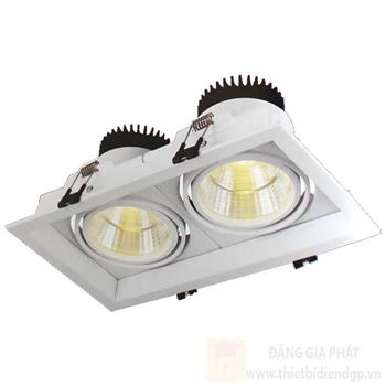 Đèn downlight âm trần hợp kim nhôm cao cấp trắng vuông Ø220*H100-2*10W, khoét lỗ 115*215 AT-99 COB LED