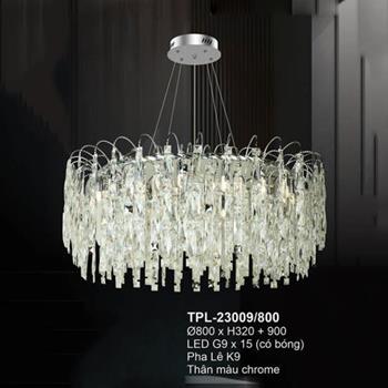 Đèn thả chùm pha lê Andora Ø800*H320 + 900 LED G9*15 (có bóng) Pha Lê K9 Thân màu chrome TPL-23009/800