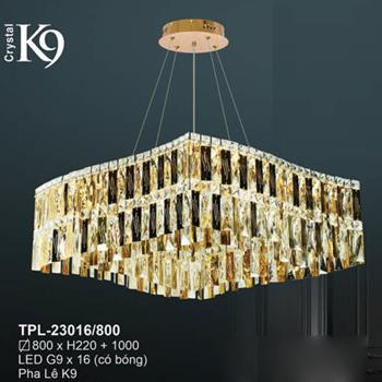 Đèn thả chùm pha lê vuông Andora Ø800*H220+1000 LED G9*16 (có bóng) Pha Lê K9 TPL-23016/800