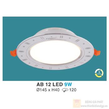 Đèn led downlight hợp kim nhôm cao cấp Ø150*H40-9W 3 chế độ ánh sáng, khoét lỗ Ø120 AB 12 LED