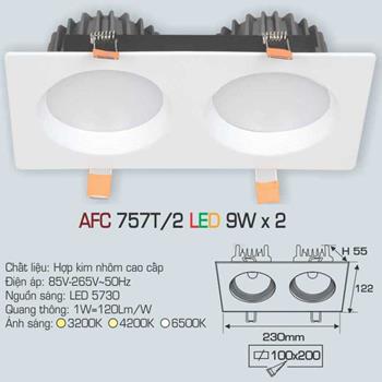 Đèn âm trần downlight Anfaco AFC 757T/2 9Wx2 AFC 757T/2 9Wx2