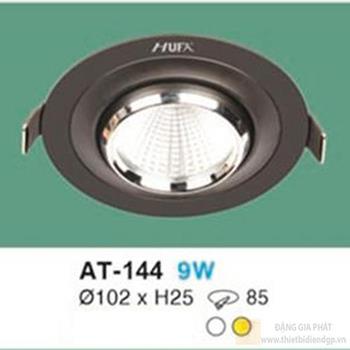 Đèn âm trần downlight Ø102 x H25, khoét lỗ: Ø85 - 9W vỏ đen AT-144