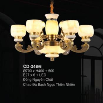 Đèn chùm đồng Ø700*H400+500 - E27*6+LED đồng nguyên chất CD-346/6