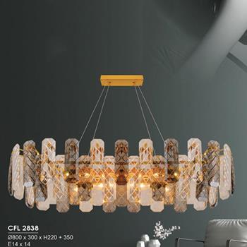 Đèn chùm pha lê Hufa Ø800*300*H220 + 350 - E14*6 CFL 2838