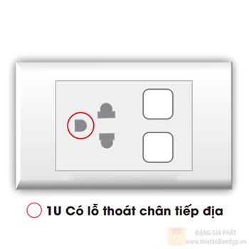 Ổ cắm đơn 2 chấu với 2 lỗ + có lỗ thoát chân tiếp địa LiOA E18SU2XN E18SU2XN