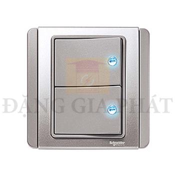 Bộ công tắc đôi 2 chiều10A 2 Gang 1W switch w. LED E3032H1_EBGS_G19