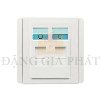 Bộ ổ cắm mạng đôi /2 Gang 8 Pin Data Outlet, Cat5e, W. Shutter E3032RJ5E_WW_G19