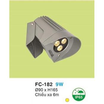 Đèn led gắn tường ngoài trời Ø90*H165-9W, chiếu xa 6m, Ánh sáng vàng FC 182