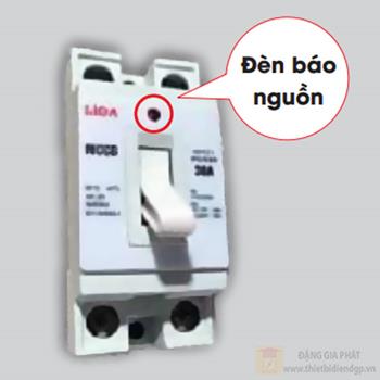 Aptomat 2P lắp nổi - 1 tiếp điểm lắp dọc (đứng) có đèn báo LIOA MCCB2P1E-DD/20A