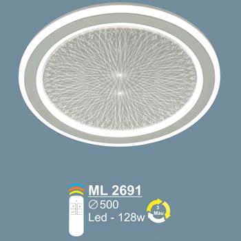 Đèn mâm mica SANO LED 128W - Ø500 - 3 màu ánh sáng ML 2691