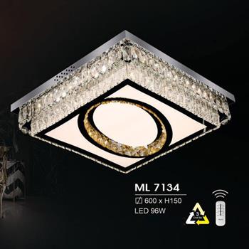 Đèn mâm vuông led trang trí Hufa Ø600*H150 - LED 96W, ánh sáng 3 chế độ ML 7134