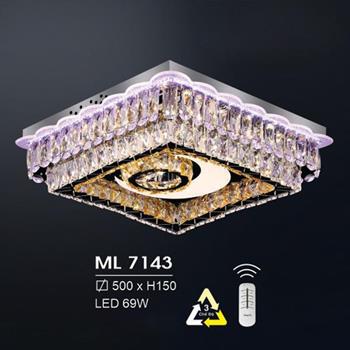 Đèn mâm vuông led trang trí Hufa Ø500*H150 - LED 69W, ánh sáng 3 chế độ ML 7143