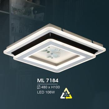 Đèn mâm led trang trí Hufa Ø480*H100 - LED 106W, ánh sáng 3 chế độ ML 7184