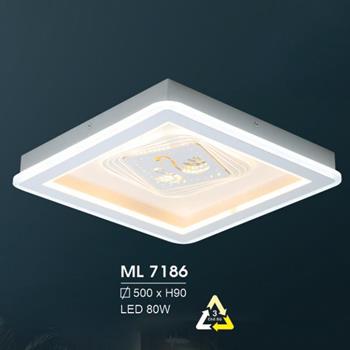 Đèn mâm led trang trí Hufa Ø500*H90 - LED 80W, ánh sáng 3 chế độ ML 7186