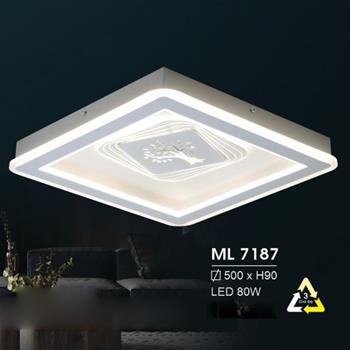 Đèn mâm led trang trí Hufa Ø500*H90 - LED 80W, ánh sáng 3 chế độ ML 7187