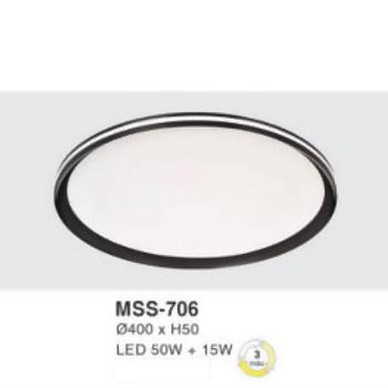 Đèn mâm led tròn siêu sáng 50W+15W - Ø400*H50 - 3 chế độ màu MSS-706