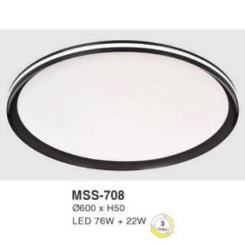 Đèn mâm led tròn siêu sáng 76W+22W - Ø600*H50 - 3 chế độ màu MSS-708