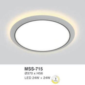 Đèn mâm led tròn siêu sáng 24W+24W - Ø370*H56 - 3 chế độ màu MSS-715