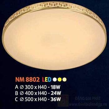 Đèn mâm tròn mica led 24W, Ø400 x H40, 3 màu ánh sáng NM 8802 B LED