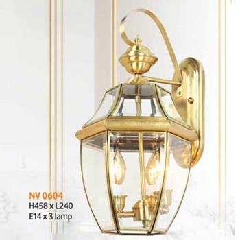 Đèn vách đồng L240 x H458, E27 x 3 lamp NV 0604