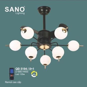 Quạt trần đèn Sano QĐ 5194/6+3 Ø680*W400 QĐ 5194/6+3