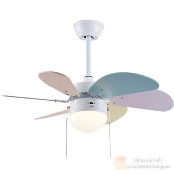 Quạt trần đèn 355 Decor QT1096 6 cánh nhựa ABS nhiều màu QT1096