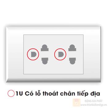 Ổ cắm đôi 2 chấu 16A + lỗ thoát chân tiếp địa LiOA SE18UN SE182UN