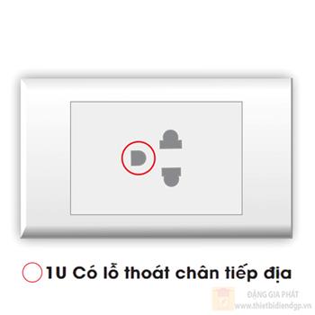 Ổ cắm đơn 2 chấu 16A + lỗ thoát chân tiếp địa LiOA SE18UN SE18UN