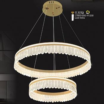 Đèn treo trang trí LED 455W - Ø500+800*H1200 - 3 màu ánh sáng T 7772