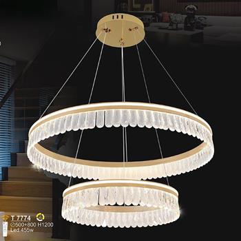 Đèn treo trang trí LED 455W - Ø500+800*H1200 - 3 màu ánh sáng T 7774