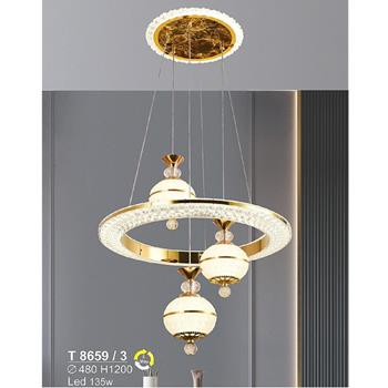 Đèn treo bàn ăn LED 135W - Ø480*H1200 - 3 màu ánh sáng T 8659/3