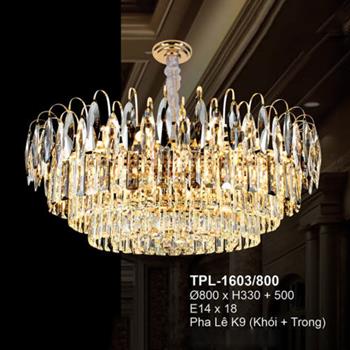 Đèn chùm pha lê Andora Ø800*H330+500 E14*18 Pha Lê K9 (Khói + Trong) TPL-1603/800