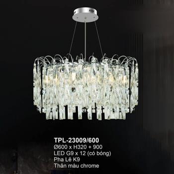 Đèn thả chùm pha lê Andora Ø600*H320 + 900 LED G9*12 (co bóng) Pha Lê K9 Thân màu chrome TPL-23009/600