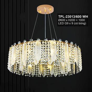 Đèn thả chùm pha lê Andora Ø600*H200+1000 LED G9*9 (có bóng) TPL-23013/600 WH