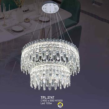 Đèn treo pha lê SANO LED 105W - Ø400*600*H1000 - 3 màu ánh sáng TPL 2747