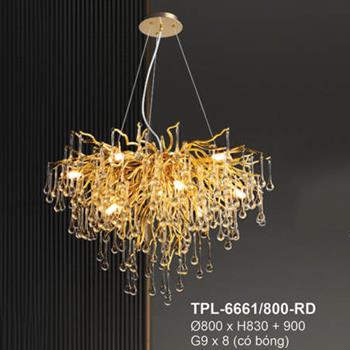 Đèn thả pha lê Andora Ø800 x H830 + 900 G9 x 8 (có bóng) TPL-6661/800-RD