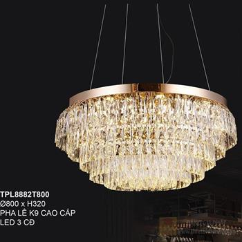 Đèn treo pha lê K9 cao cấp 355 decor LED 3 CĐ - Ø800*H320 TPL8882T800