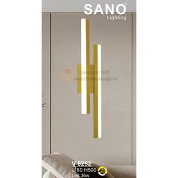 Đèn vách trang trí Led 36W - Ø80*H500 - 3 màu ánh sáng, vỏ màu vàng V 8252