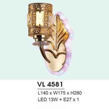 Đèn vách Led 13W + E27*1 - L140*W175*H260 VL 4581