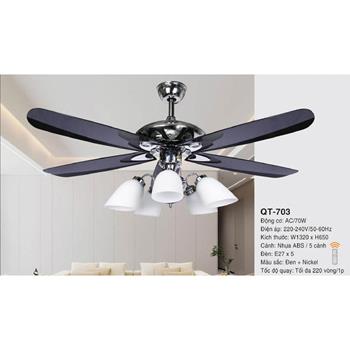 Quạt đèn trang trí Andora 5 cánh nhựa ABS W1320 x H650 - E27*5 QT-703