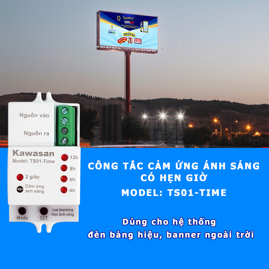 Công tắc cảm biến ánh sáng dùng cho đèn bảng hiệu, biển quảng cáo ngoài trời