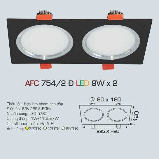 ĐÈN AFC V754/2 ĐEN 9Wx2 1 CHẾ ĐỘ