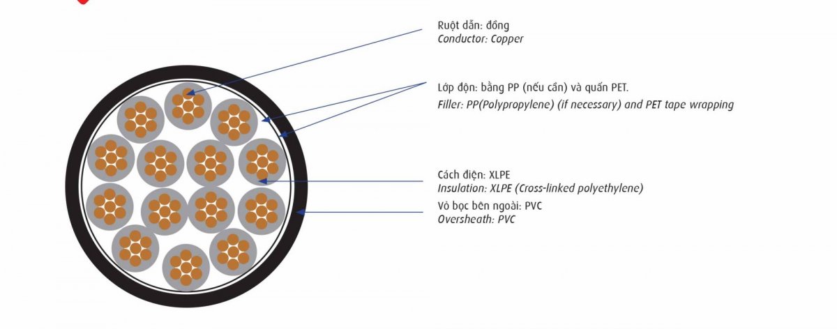 Cấu tạo cáp điều khiển Cadivi DXV – 0,6/1kV