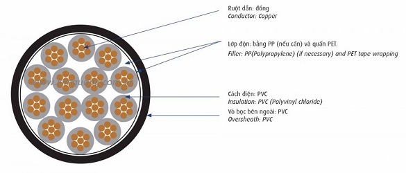 Cấu tạo cáp điều khiển DVV Cadivi